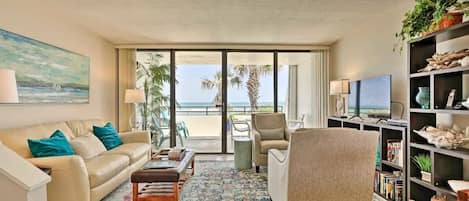 Enjoy ocean views and breezes from the living room or balcony.