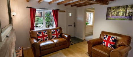 Cozy living room with log burner