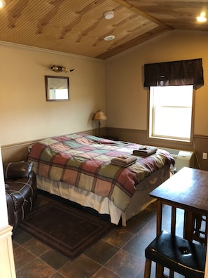 Double bed in cabin. 