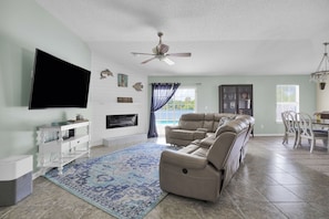 Large family room with free streaming services.