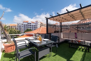 Outdoor dining table on terrace