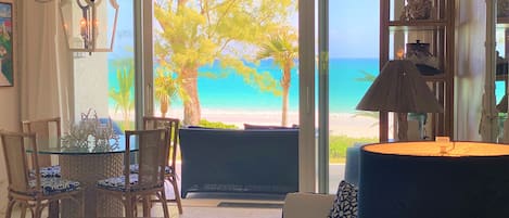 Beach and ocean views from the great room and the patio.