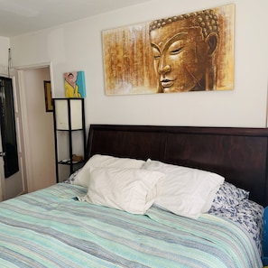Bedroom has a King Bed and plenty of closet space
