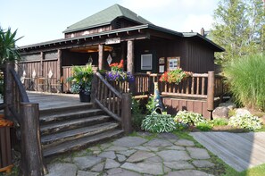 Boathouse restaurant on the beach.