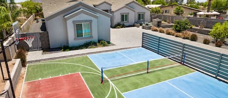 Brand new pickleball and basketball sport court.