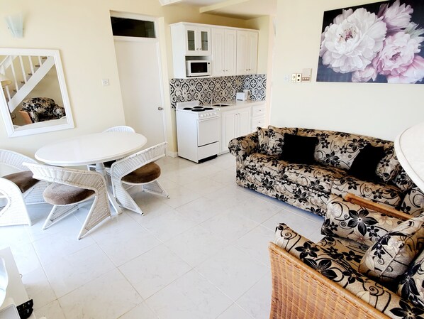 Living, dining and kitchen
