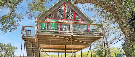 Looking up at the rear of the Finch House