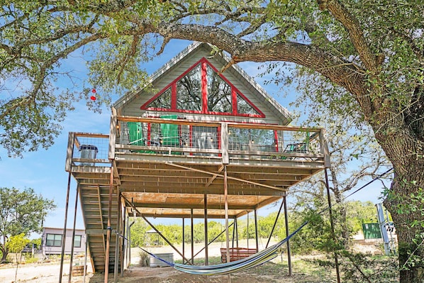 Looking up at the rear of the Finch House