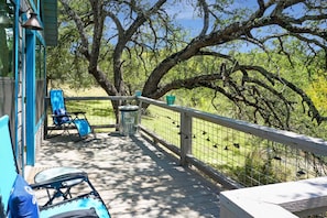 Expansive deck overlooking the wet weather creek.