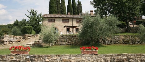 View of the barn from the swimming pool