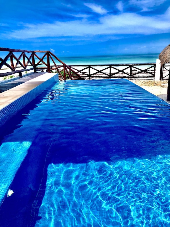 Swimming pool with ocean front view