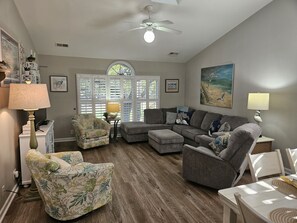 Large open Living, Dining and Kitchen!  New flooring, new paint, new furniture!