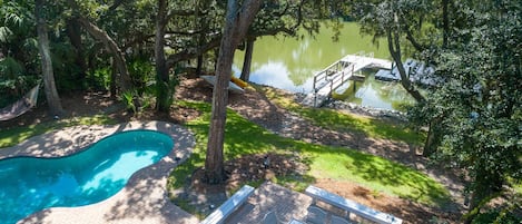 Aerial of Pool and Dock