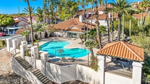 Swim or sun at the heated community pool.