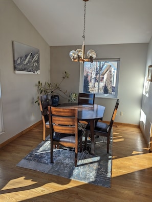 Open well lit dining room