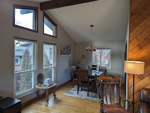 Open well lit dining room