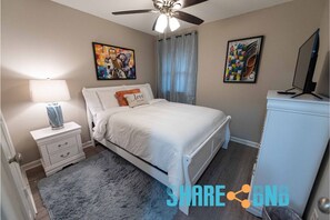 Unique artwork and décor enrich the home.
