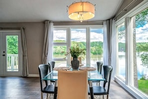 Grand window of the lake from the dining table.