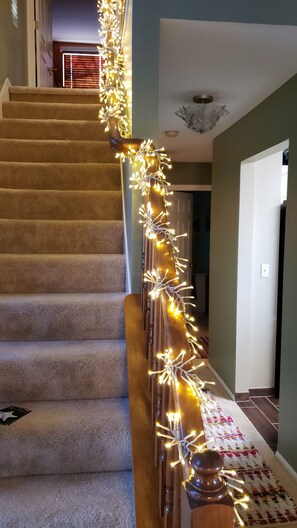 Stairway to upstairs Bedrooms during the Holiday Season