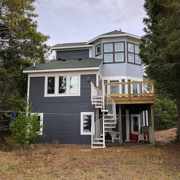 Looking from beach dune towards house