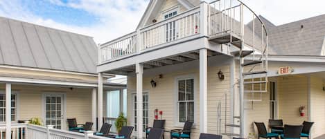 View the pool and sundeck from your private treetop balcony
