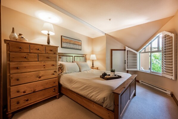 Master Bedroom - Queen bed, large window, plenty of storage, beautiful and comfortable new linens.