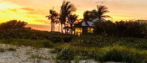 just steps from the water, VIEW OF HOUSE FROM THE BEACH