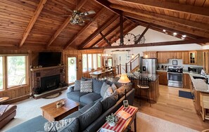 Living, dining room, kitchen.
