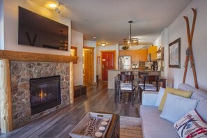 View from living room toward kitchen