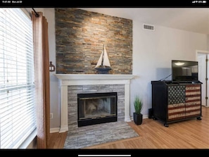 Fireplace and HDTV in Family Room