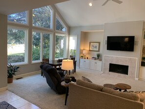 Another view from the family room overlooking the pool and golf course