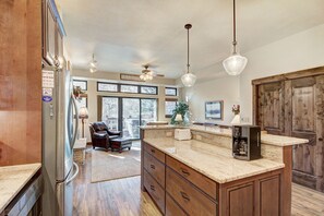 kitchen and living area