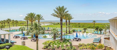 View from huge balcony patio - Pointe West's Sunset Pool, Lazy River, Hot Tub