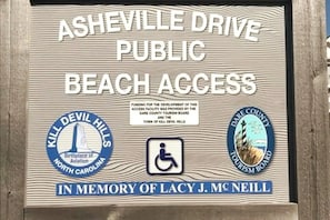 Beach access is a short walk (560 feet) from the home. You will have to cross route 12 (aka "The Beach Road")