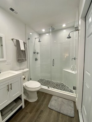Master bathroom with double shower heads