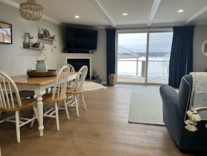Dining table with chairs and bench