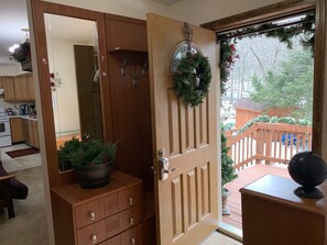 Main Entrance Door & Hallway.View: Driveway Parking, Front Patio Gazebo &Firepit