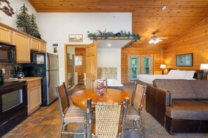 Studio Style Floor Plan-Full Kitchen, Living Space and Bedroom w/ Jetted Tub