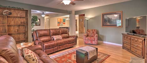 This interior is warm and welcoming with all the comforts of home!