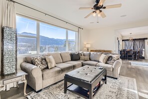 Grand View of Cheyenne mountain and part of Pikes Peak from the living room!