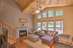 Vaulted ceilings and windows complete this '2 Payson Pines' cabin.