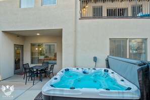 Private backyard hot tub