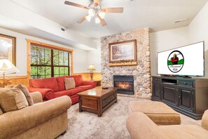 Living Room with Gas Fireplace, Sofa Bed