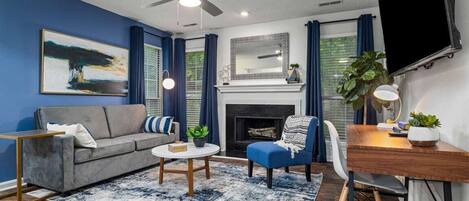 Elegant, warm modern living room