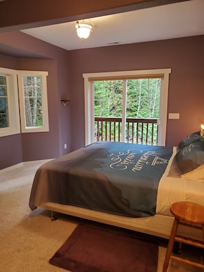 Master bedroom with king bed. 