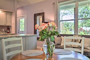 Sit at the kitchen table to savor home-cooked meals.