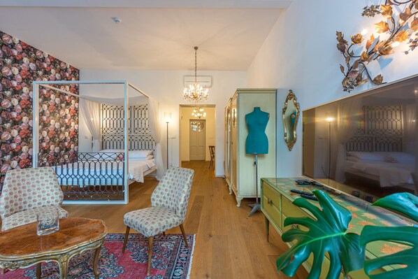 Living room with bed