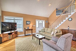 The top floor unit of this property features all the comforts of home.