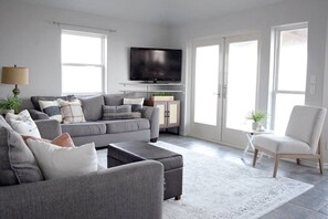 Comfortable seating for lounging and enjoying a night in watching a movie.