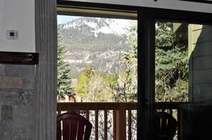 Mammoth Mountain as viewed from living room sofa